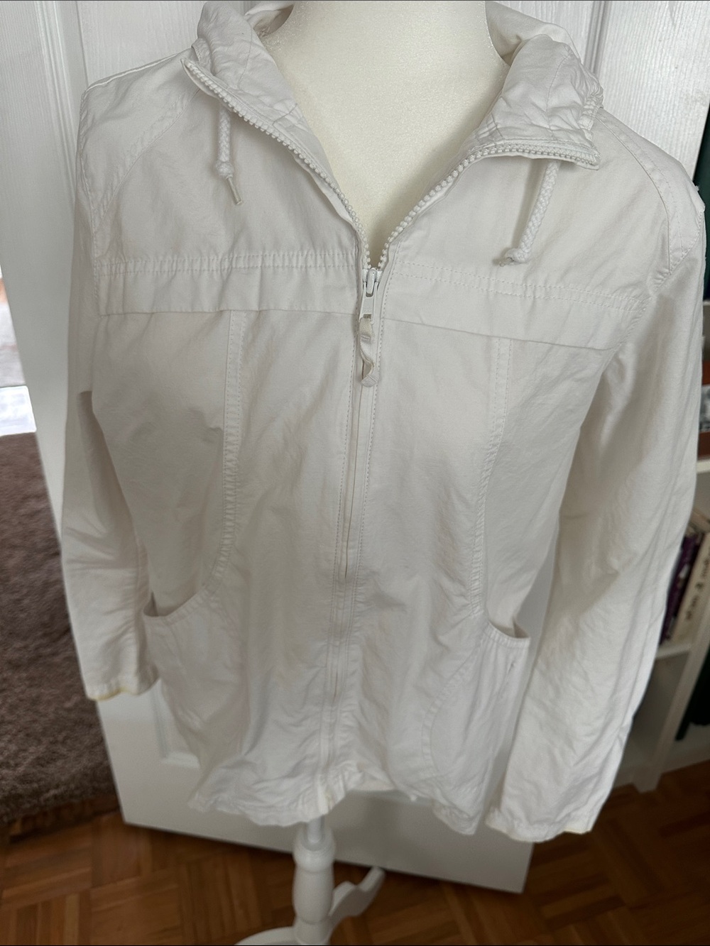Bass White Utility Zip Hoodie Jacket